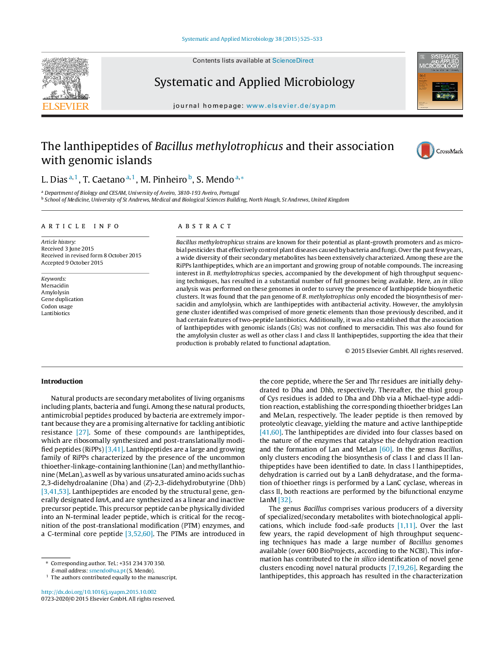 The lanthipeptides of Bacillus methylotrophicus and their association with genomic islands