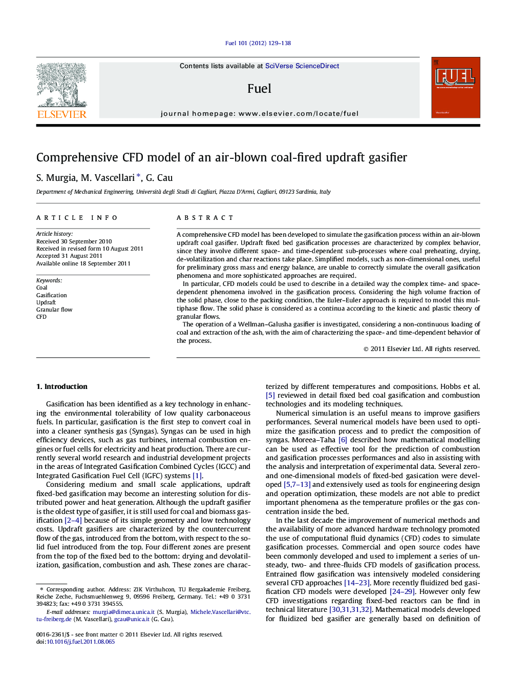 Comprehensive CFD model of an air-blown coal-fired updraft gasifier