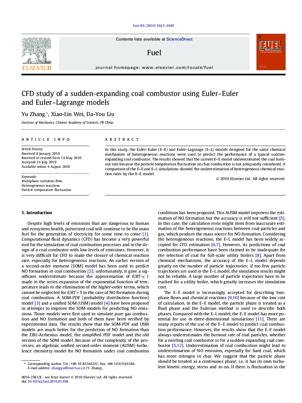 CFD study of a sudden-expanding coal combustor using Euler–Euler and Euler–Lagrange models