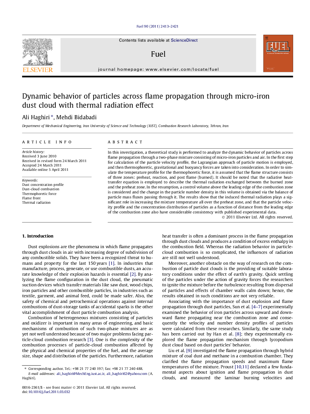 Dynamic behavior of particles across flame propagation through micro-iron dust cloud with thermal radiation effect