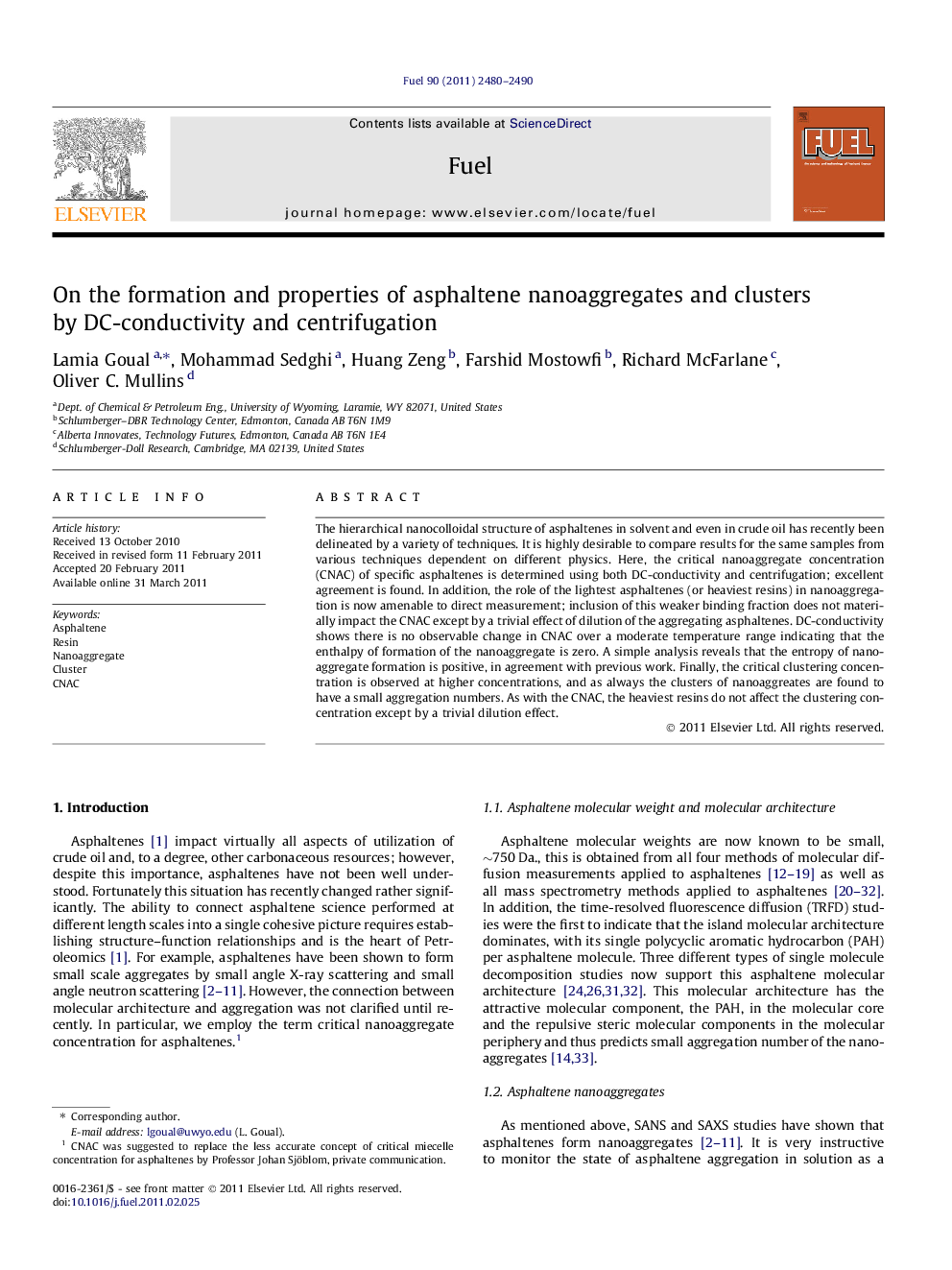 On the formation and properties of asphaltene nanoaggregates and clusters by DC-conductivity and centrifugation