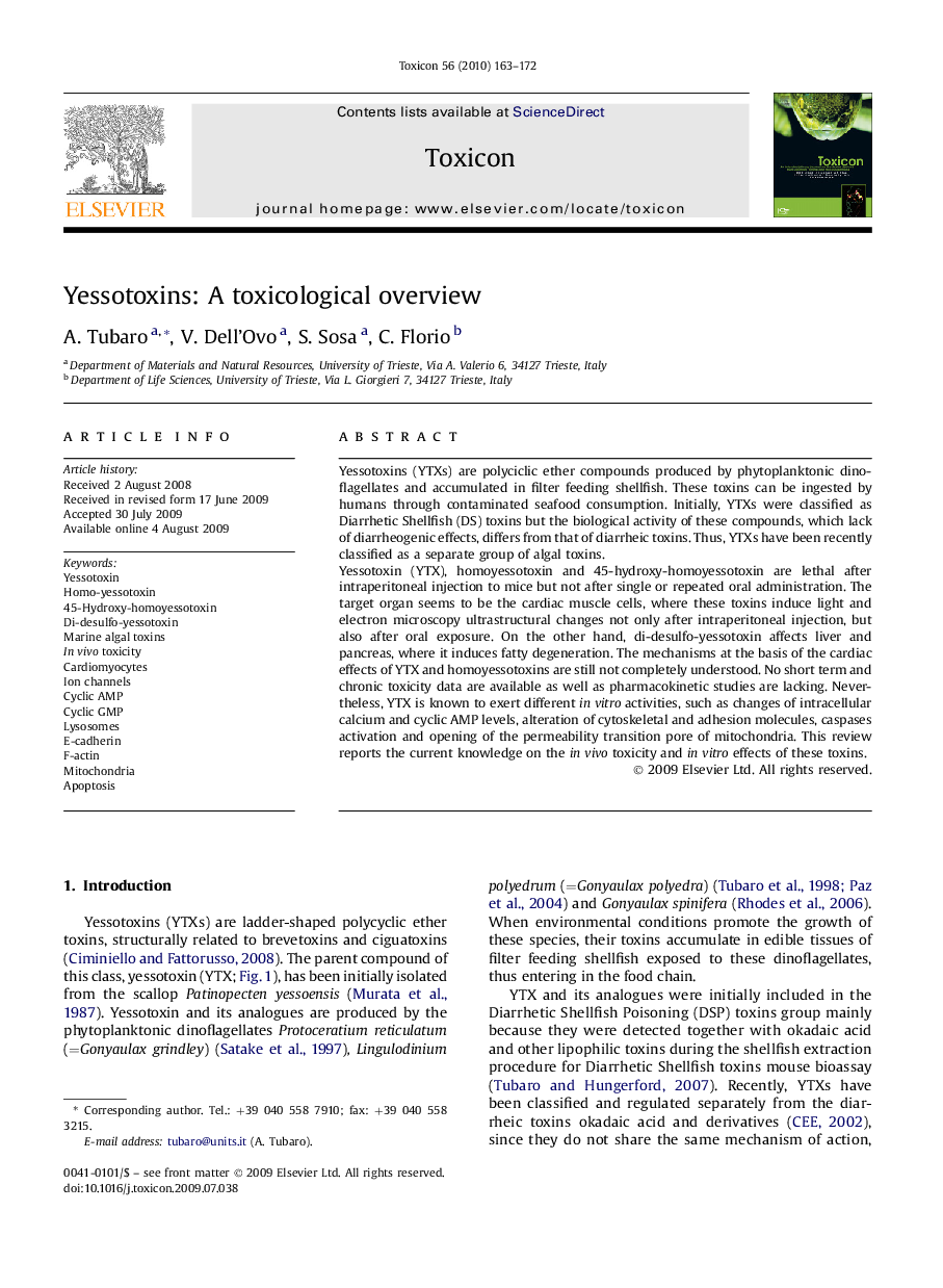 Yessotoxins: A toxicological overview