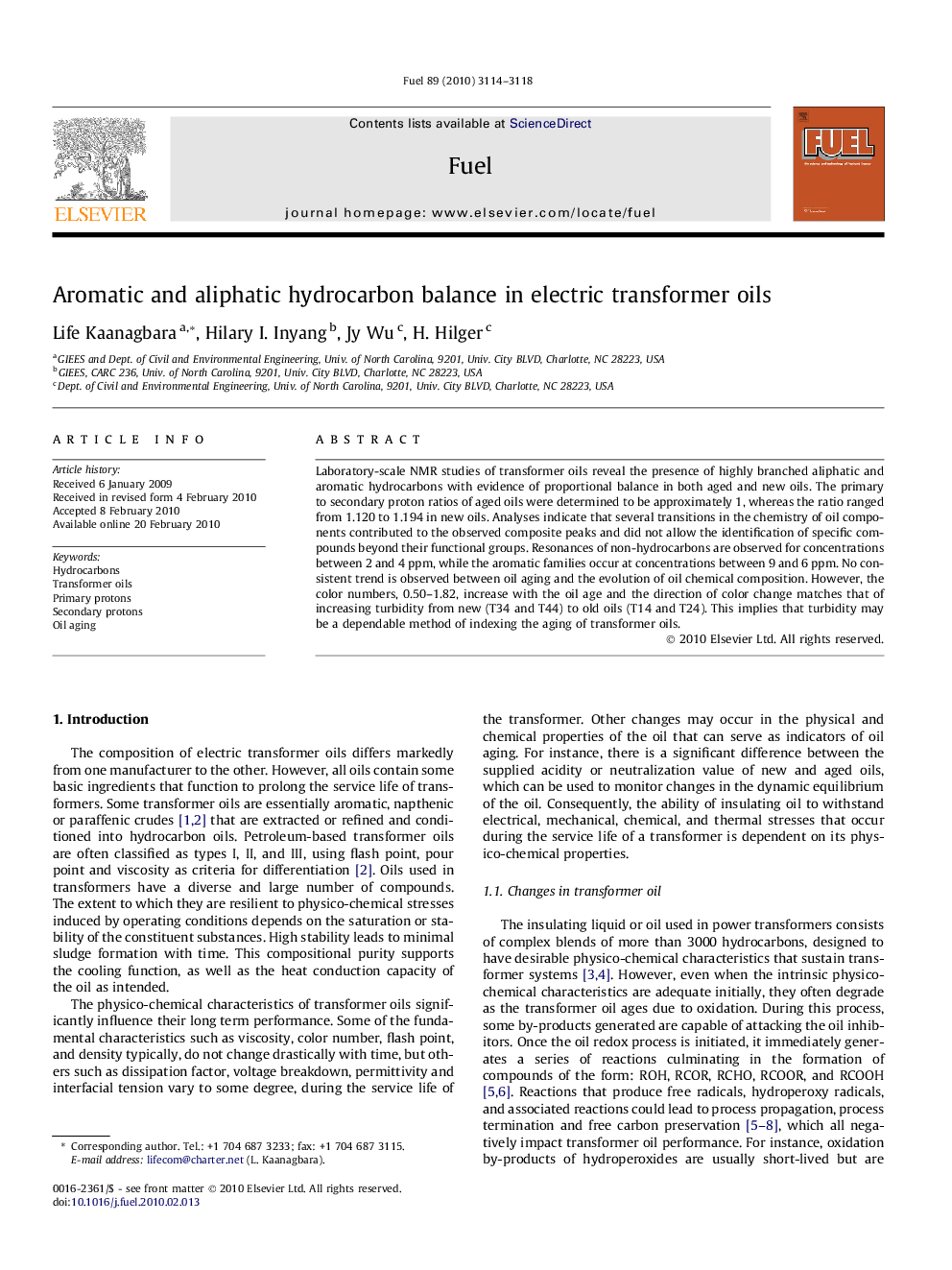 Aromatic and aliphatic hydrocarbon balance in electric transformer oils