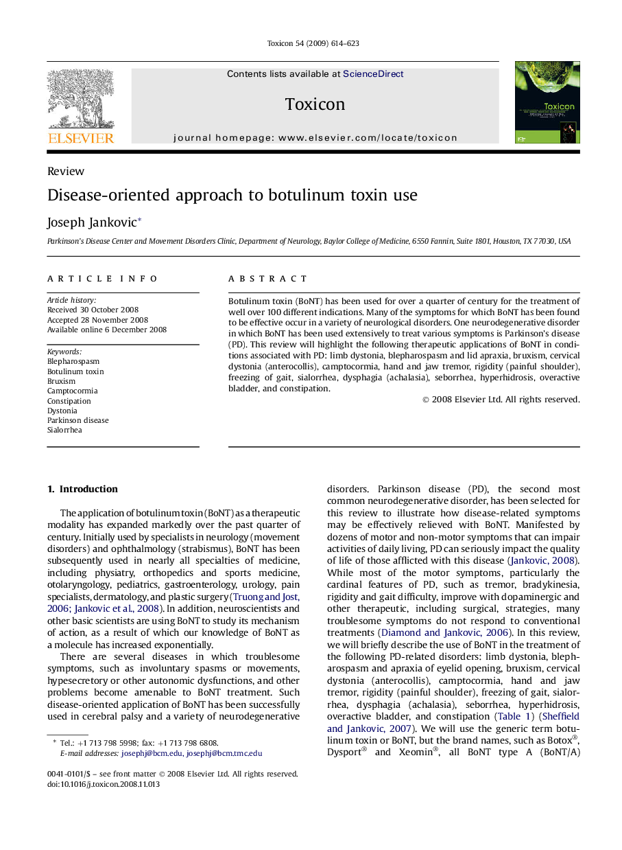 Disease-oriented approach to botulinum toxin use