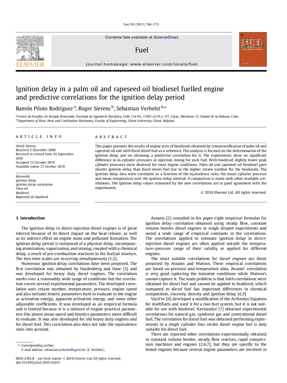 Ignition delay in a palm oil and rapeseed oil biodiesel fuelled engine and predictive correlations for the ignition delay period