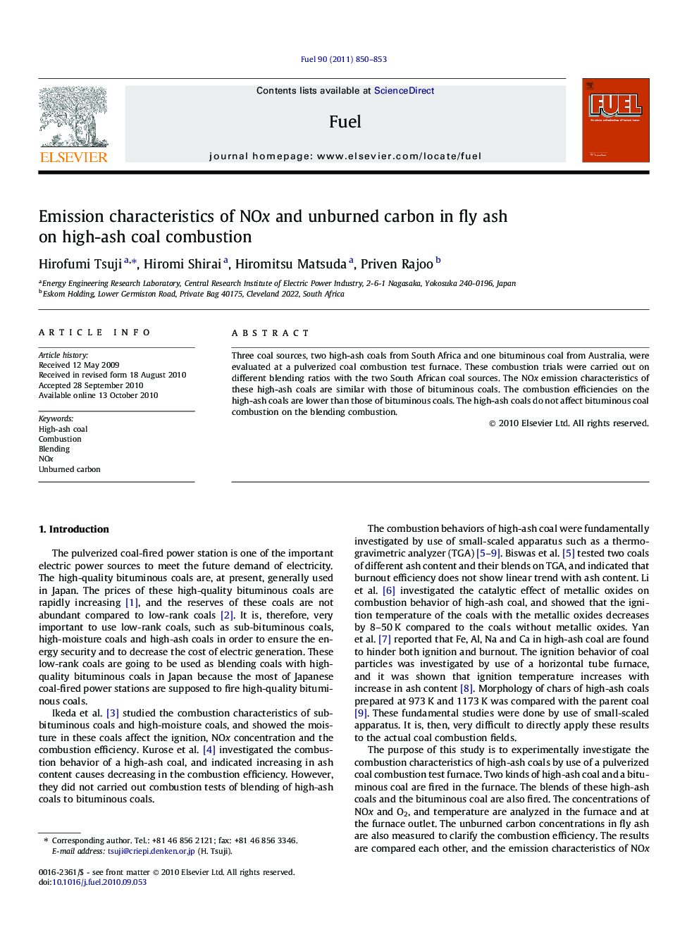 Emission characteristics of NOx and unburned carbon in fly ash on high-ash coal combustion