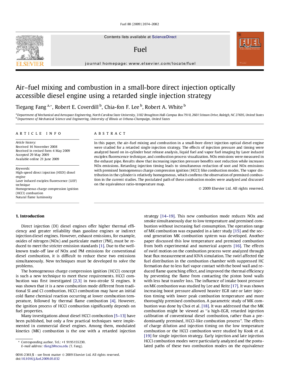 Air–fuel mixing and combustion in a small-bore direct injection optically accessible diesel engine using a retarded single injection strategy