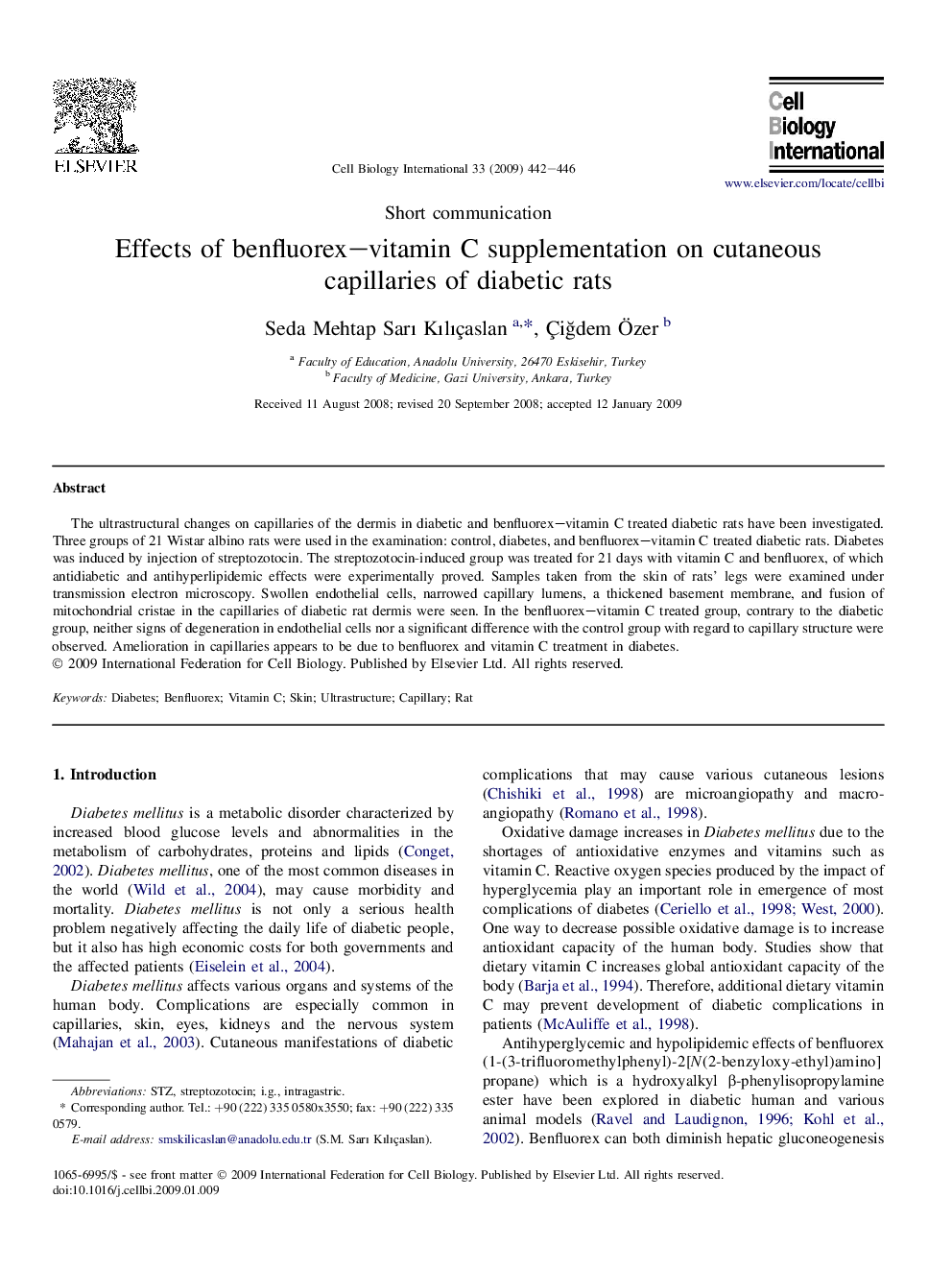 Effects of benfluorex-vitamin C supplementation on cutaneous capillaries of diabetic rats