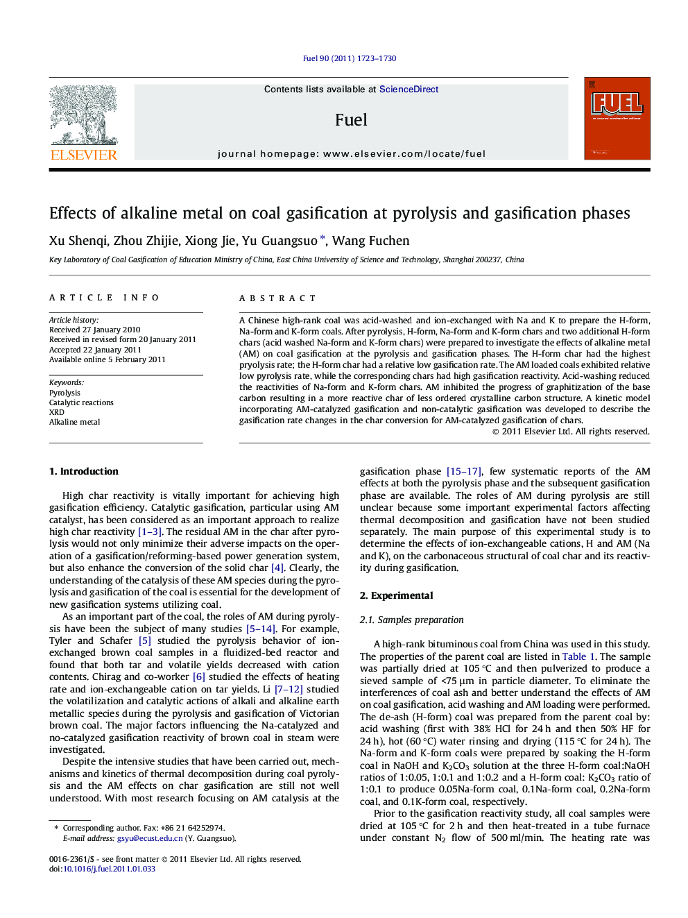 Effects of alkaline metal on coal gasification at pyrolysis and gasification phases