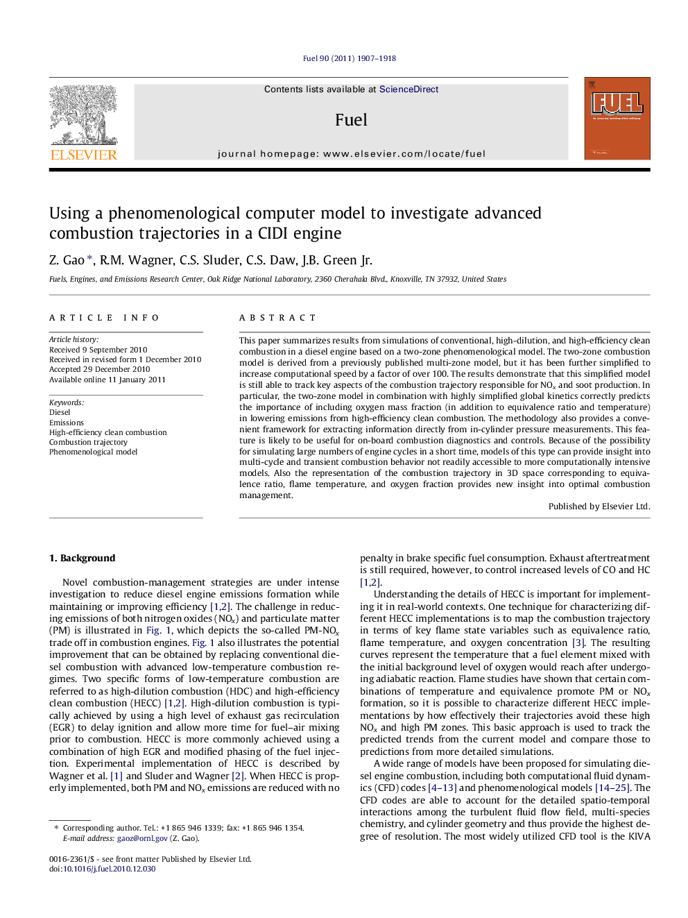 Using a phenomenological computer model to investigate advanced combustion trajectories in a CIDI engine