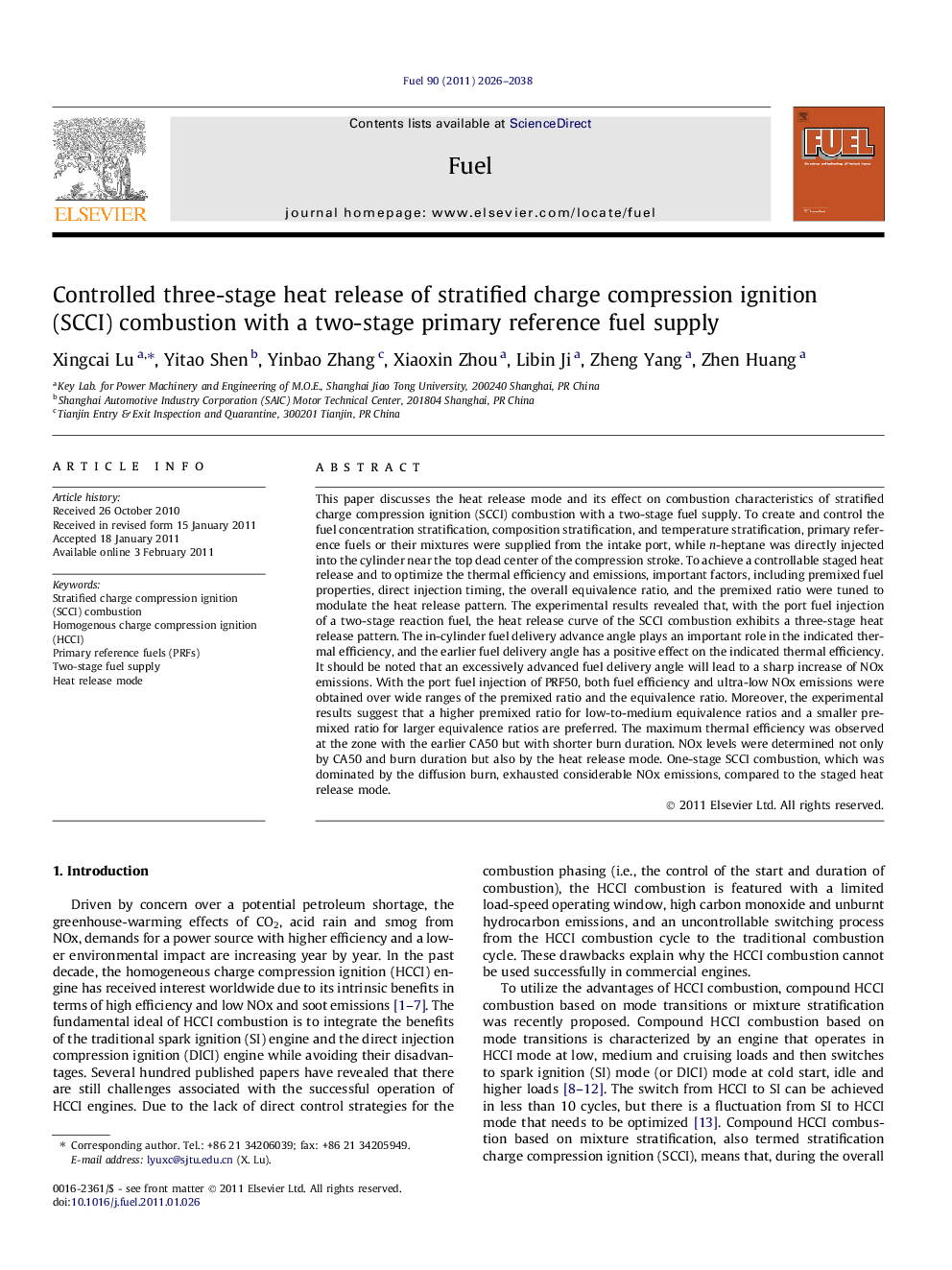 Controlled three-stage heat release of stratified charge compression ignition (SCCI) combustion with a two-stage primary reference fuel supply