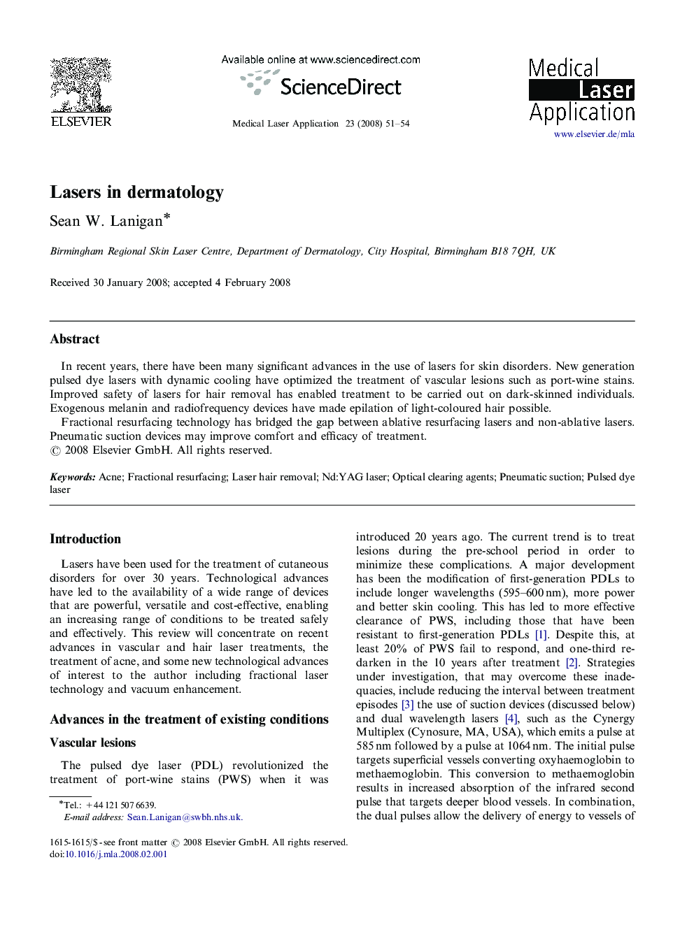 Lasers in dermatology