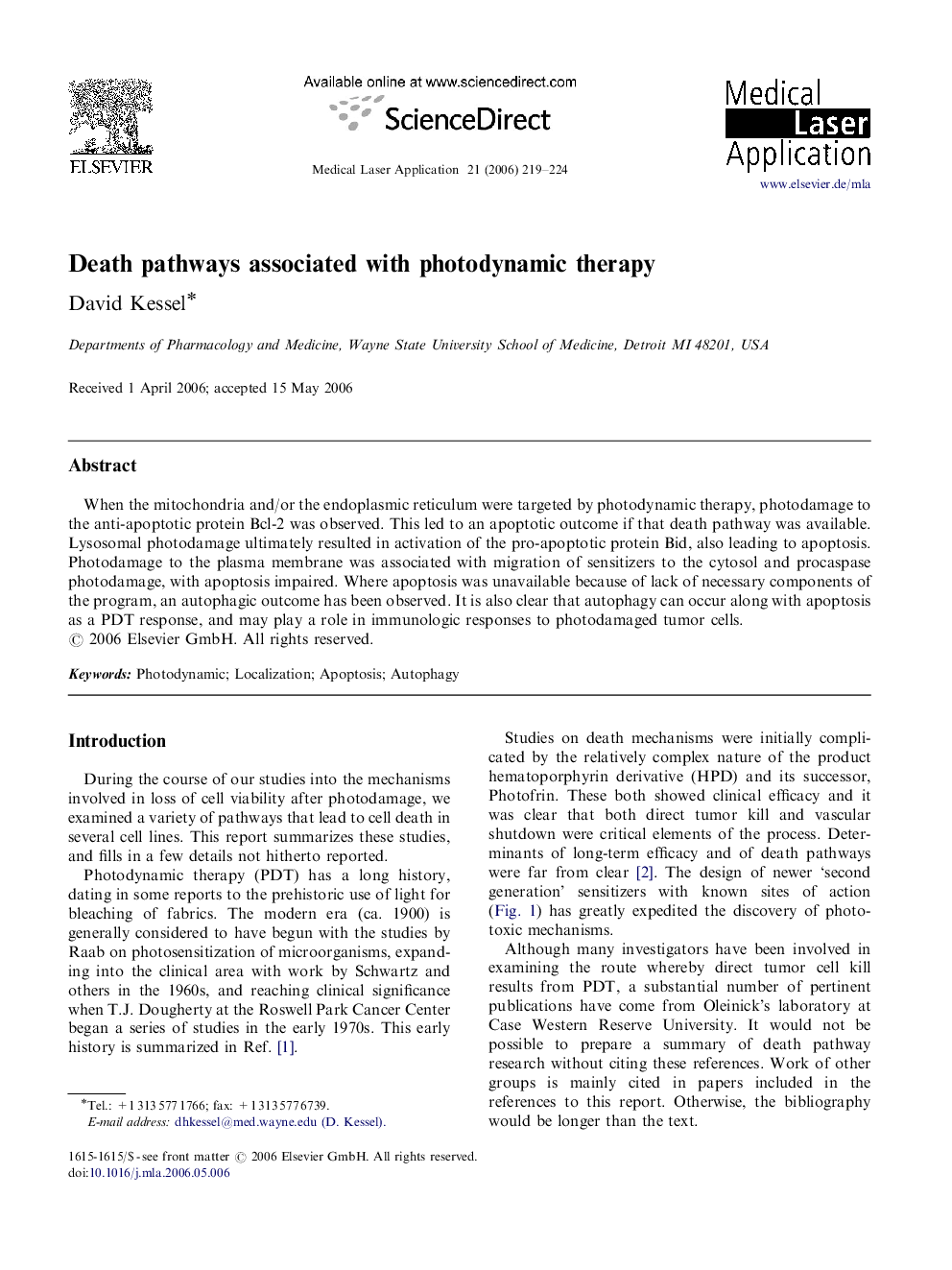 Death pathways associated with photodynamic therapy