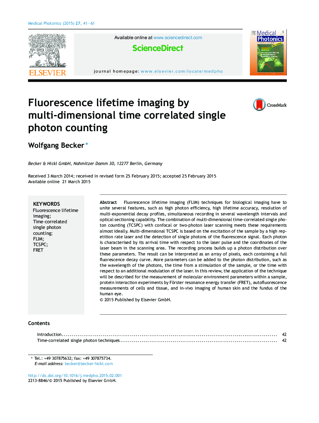 Fluorescence lifetime imaging by multi-dimensional time correlated single photon counting