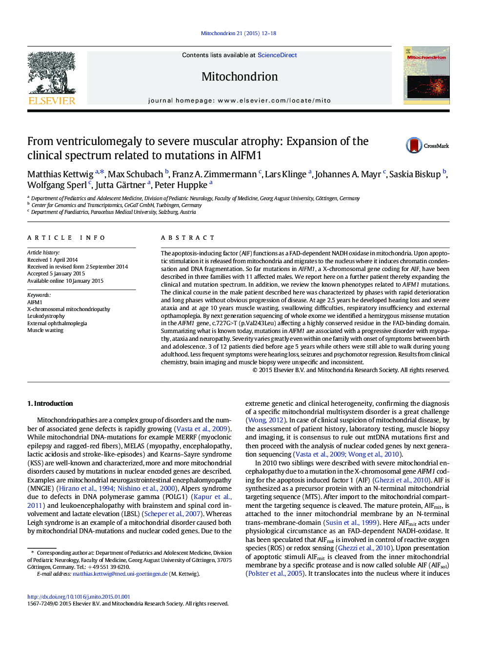 From ventriculomegaly to severe muscular atrophy: Expansion of the clinical spectrum related to mutations in AIFM1