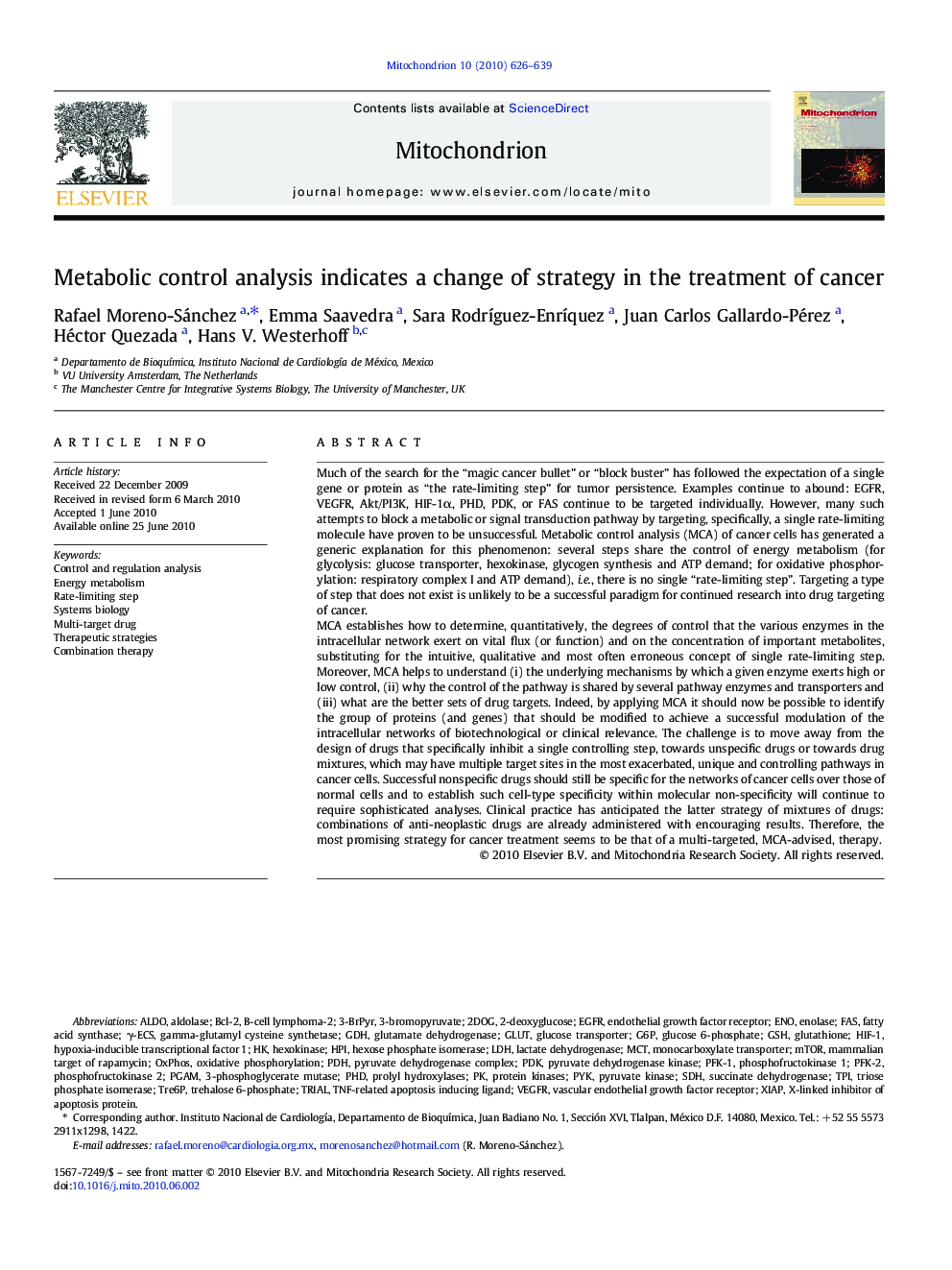 Metabolic control analysis indicates a change of strategy in the treatment of cancer