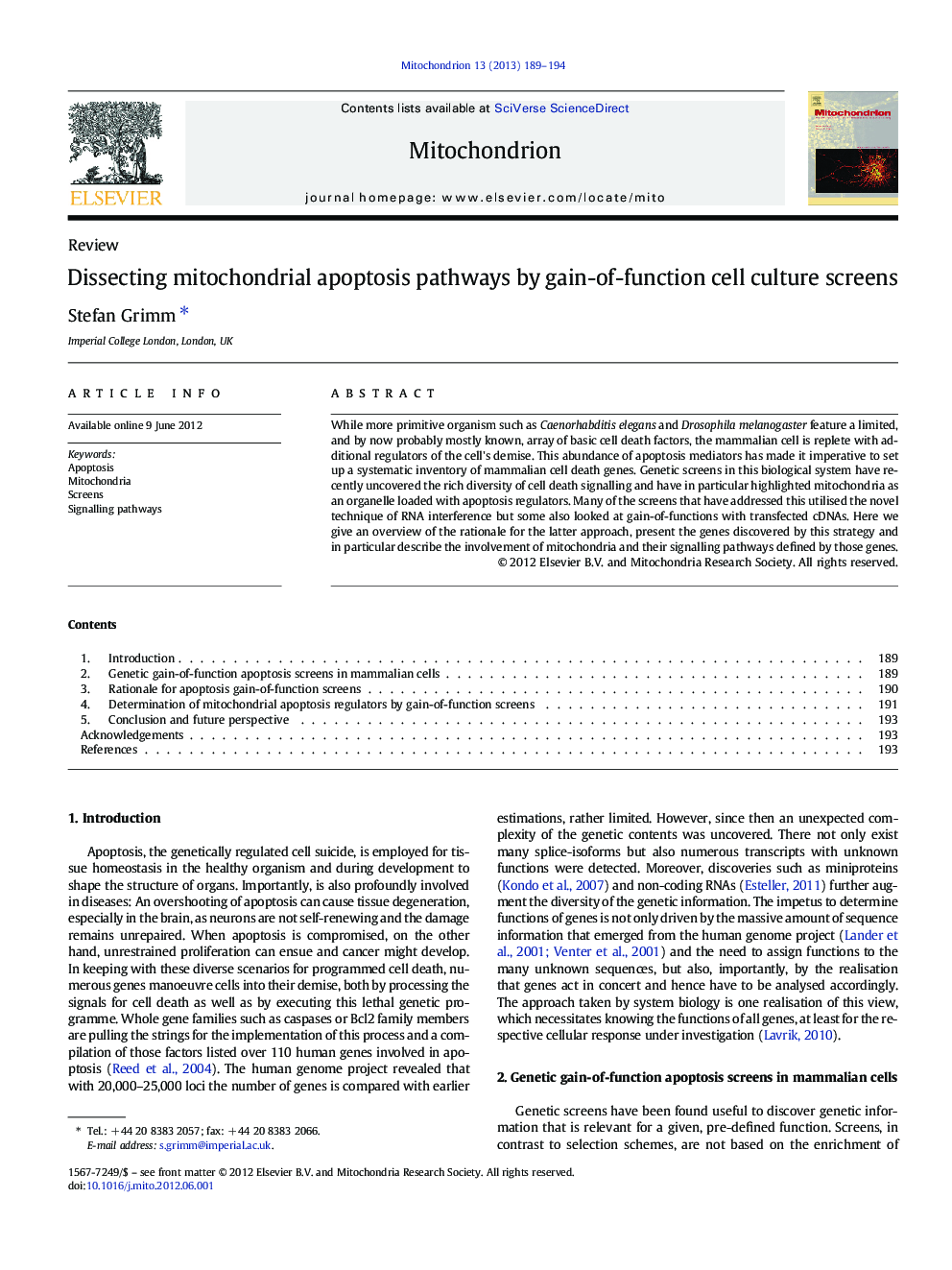 Dissecting mitochondrial apoptosis pathways by gain-of-function cell culture screens