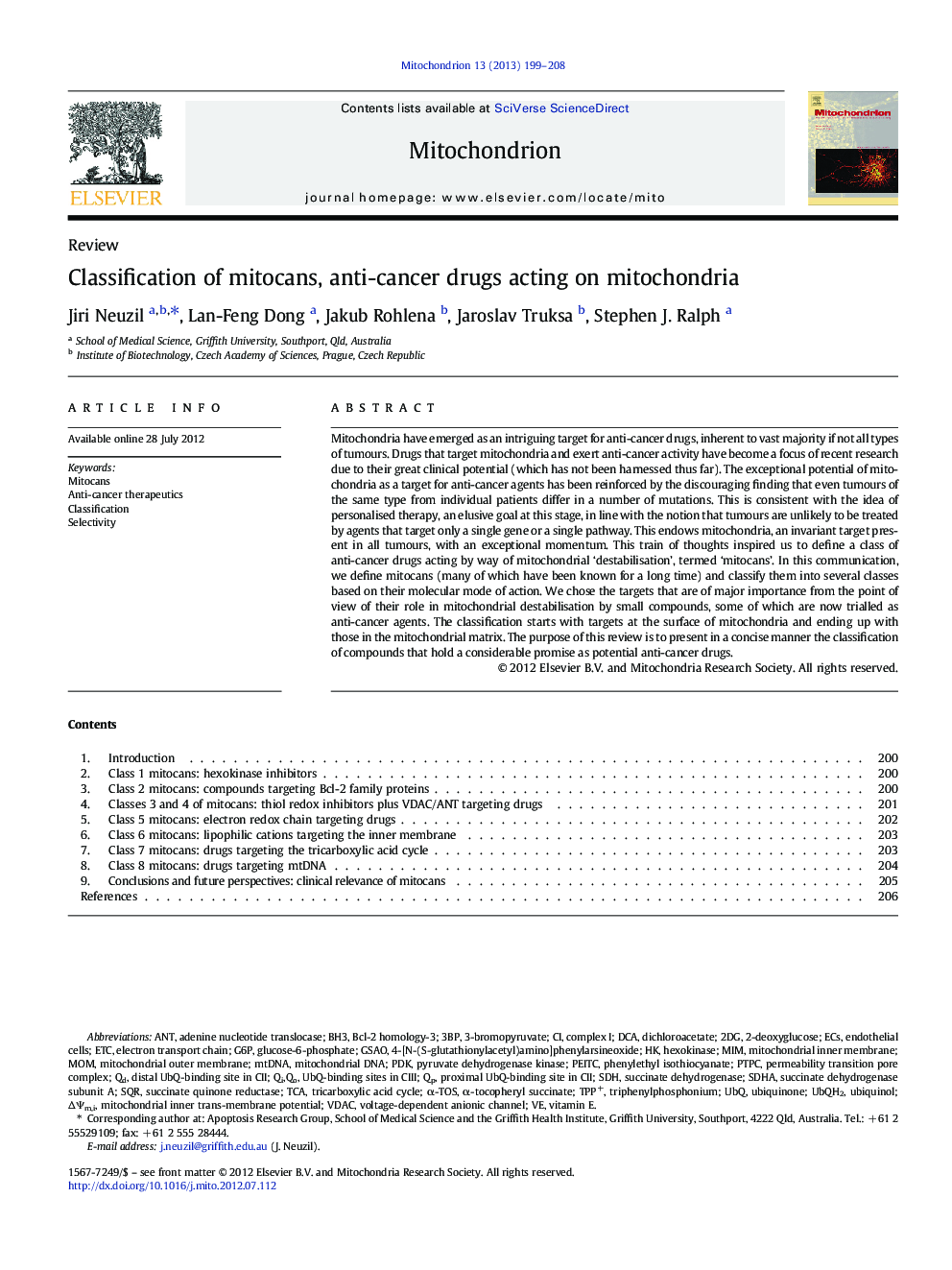 Classification of mitocans, anti-cancer drugs acting on mitochondria