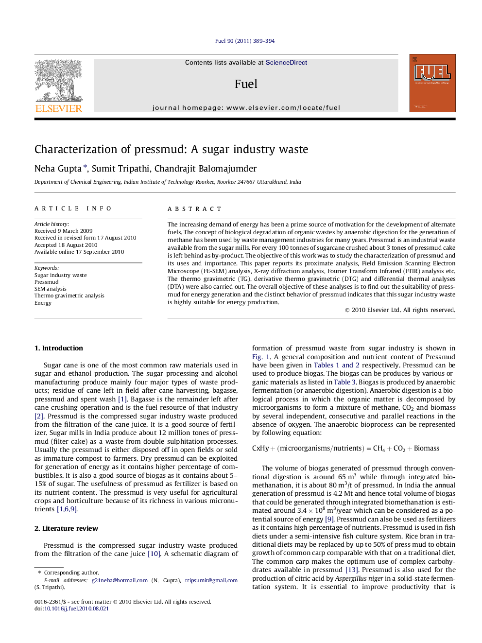 Characterization of pressmud: A sugar industry waste