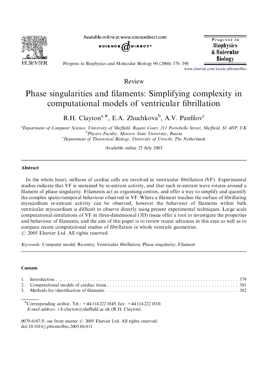 Phase singularities and filaments: Simplifying complexity in computational models of ventricular fibrillation