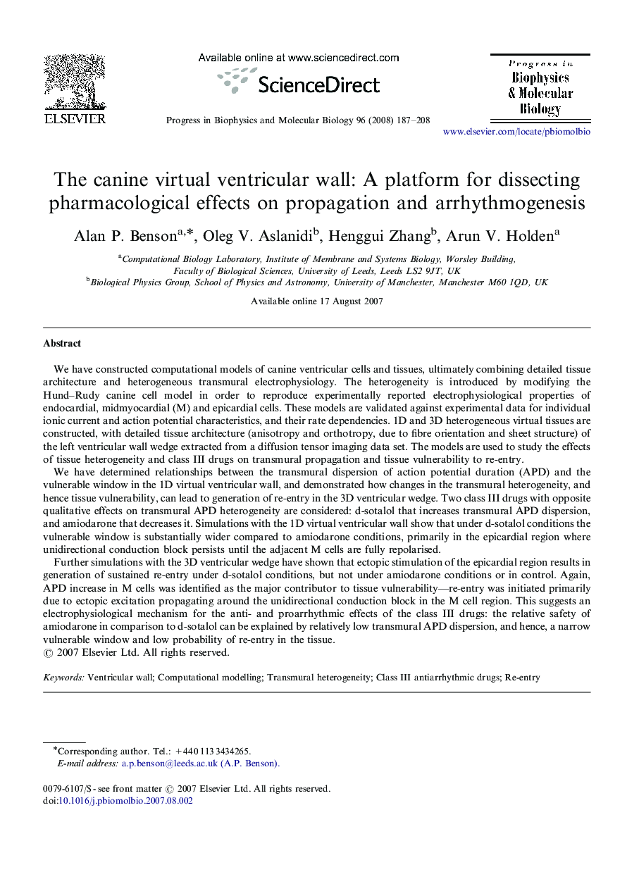 The canine virtual ventricular wall: A platform for dissecting pharmacological effects on propagation and arrhythmogenesis