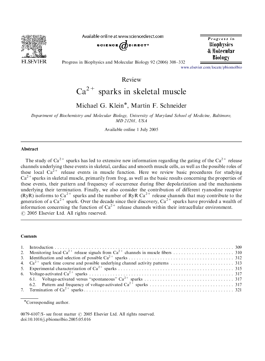 Ca2+ sparks in skeletal muscle