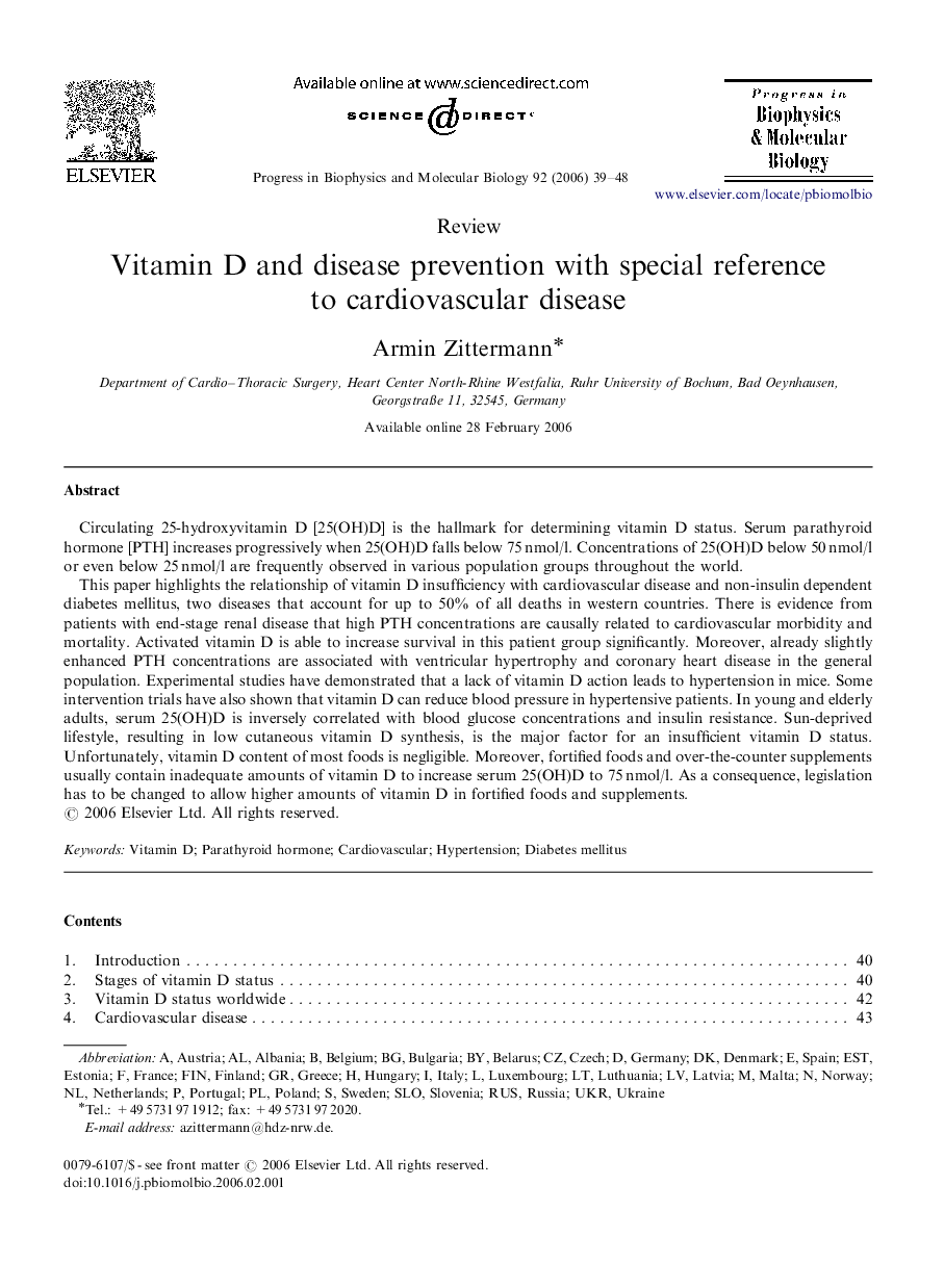 Vitamin D and disease prevention with special reference to cardiovascular disease