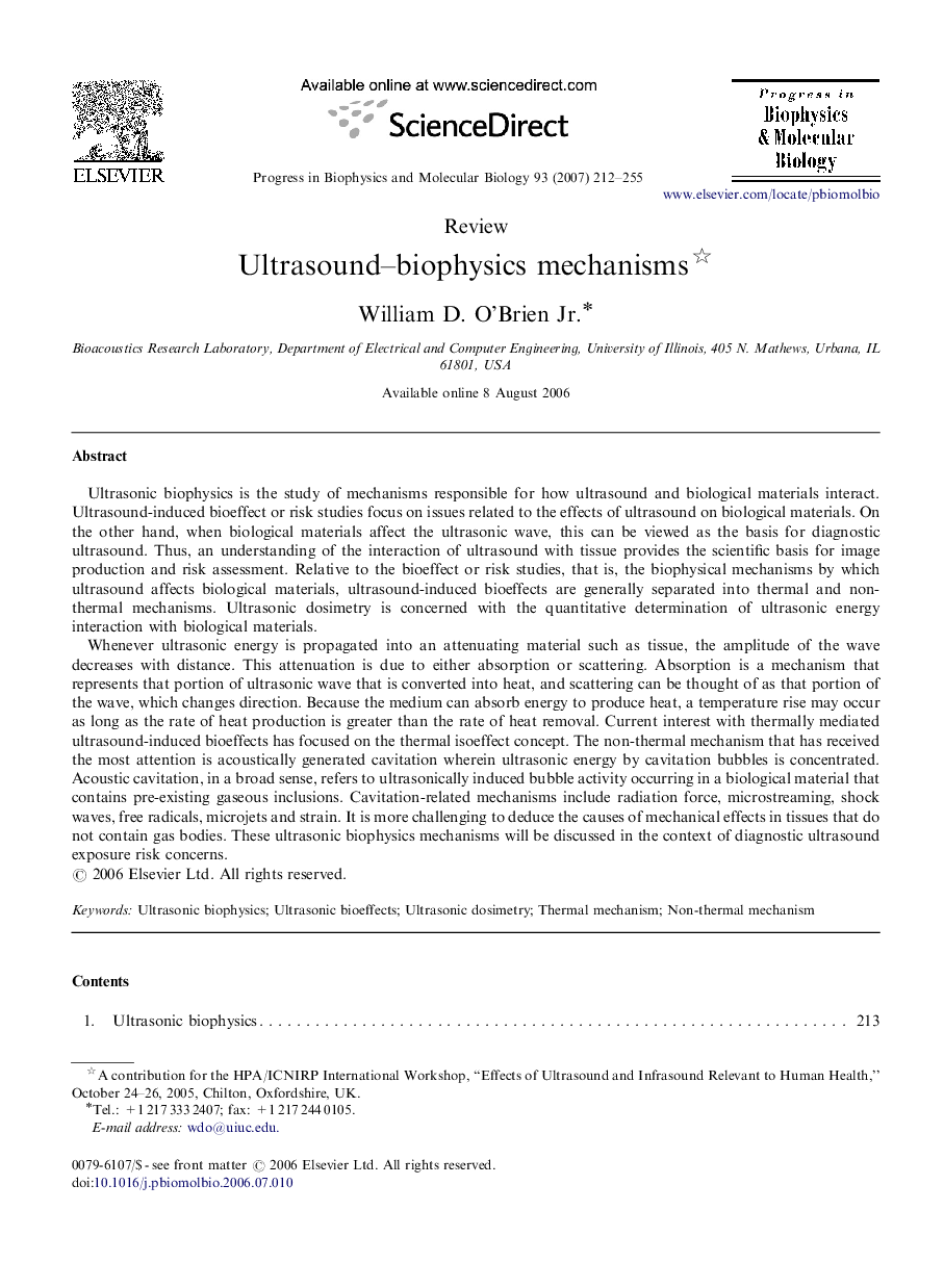 Ultrasound–biophysics mechanisms 