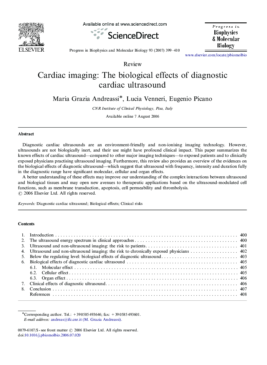 Cardiac imaging: The biological effects of diagnostic cardiac ultrasound