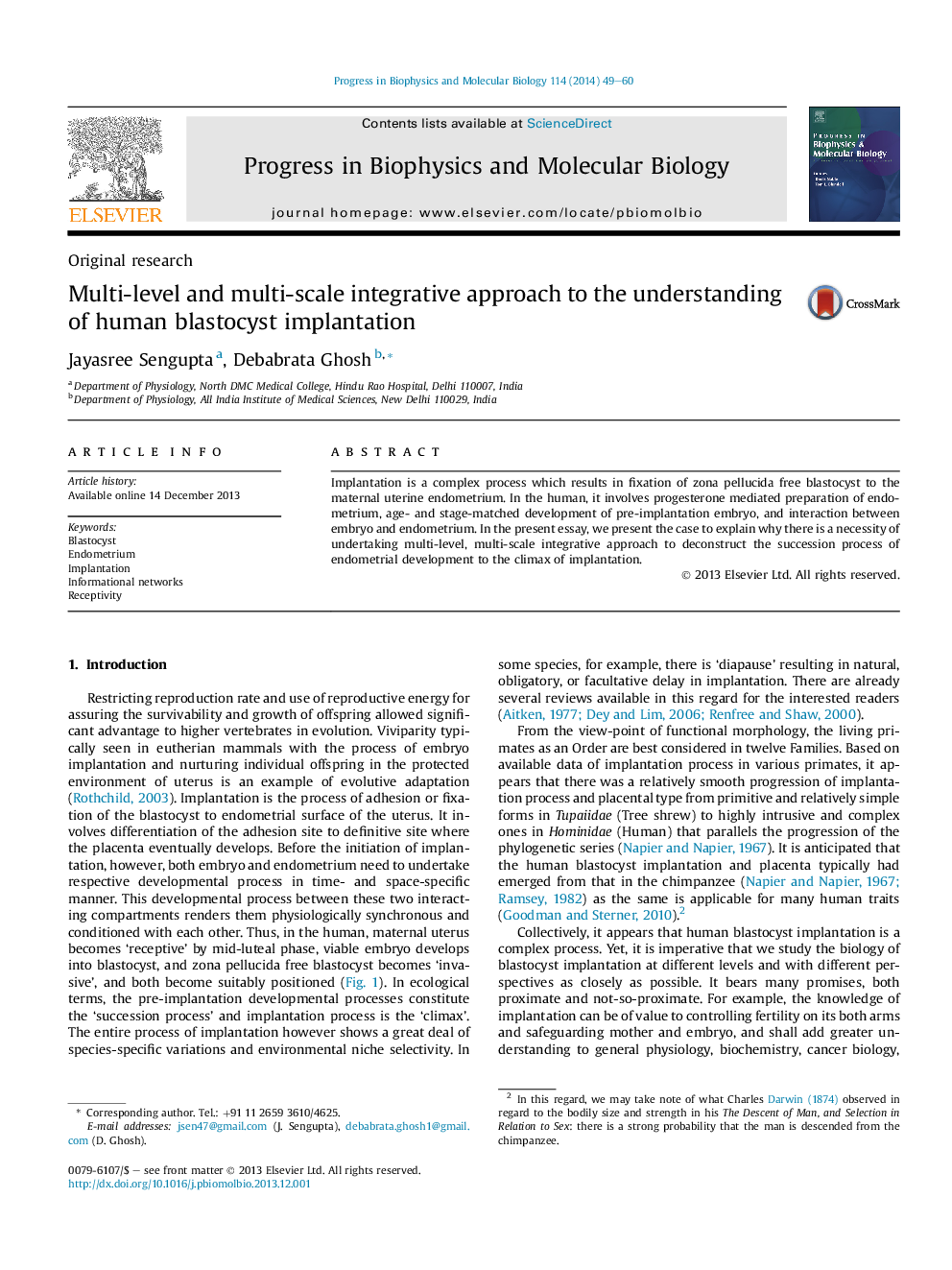 Multi-level and multi-scale integrative approach to the understanding of human blastocyst implantation