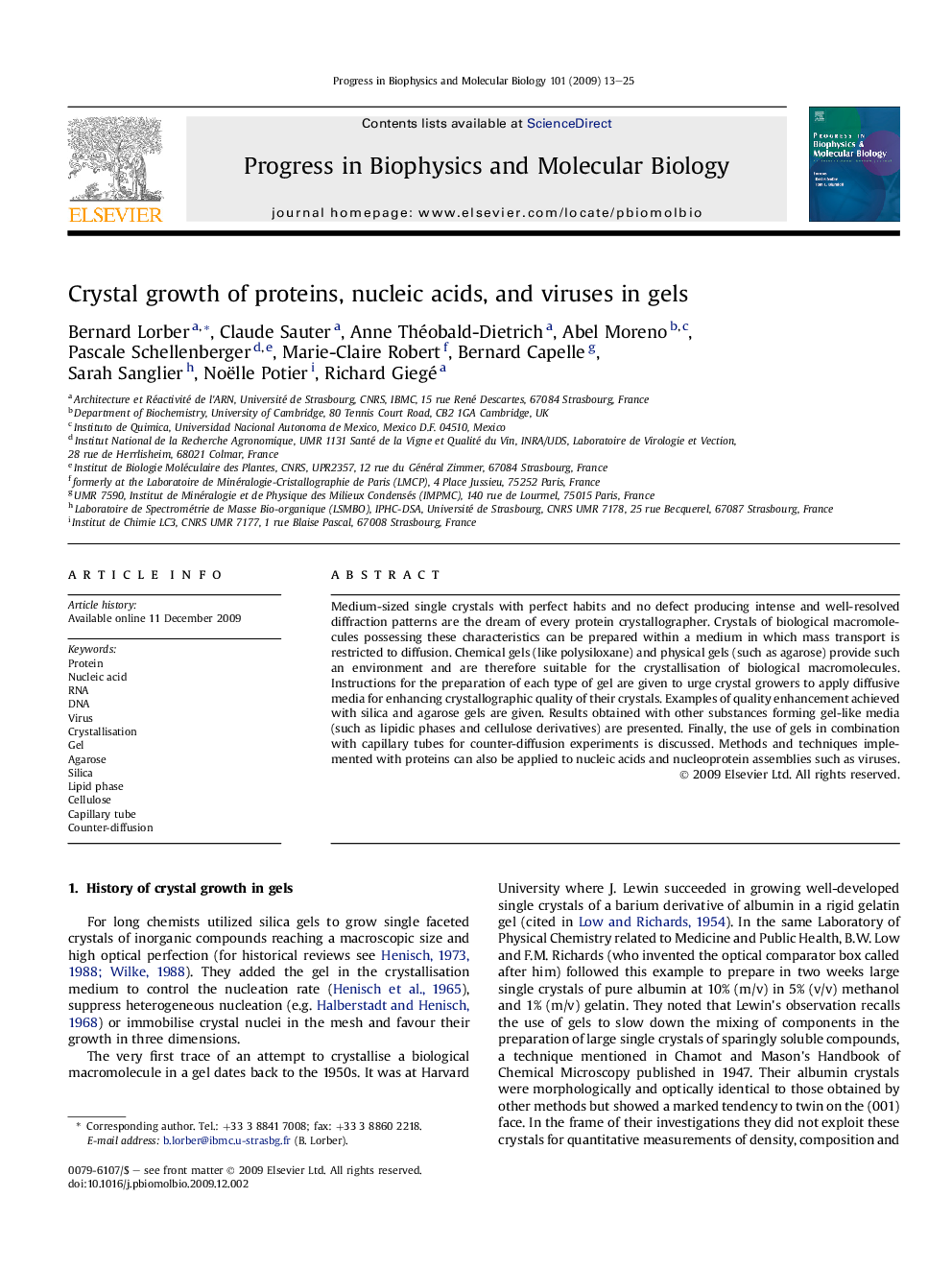 Crystal growth of proteins, nucleic acids, and viruses in gels