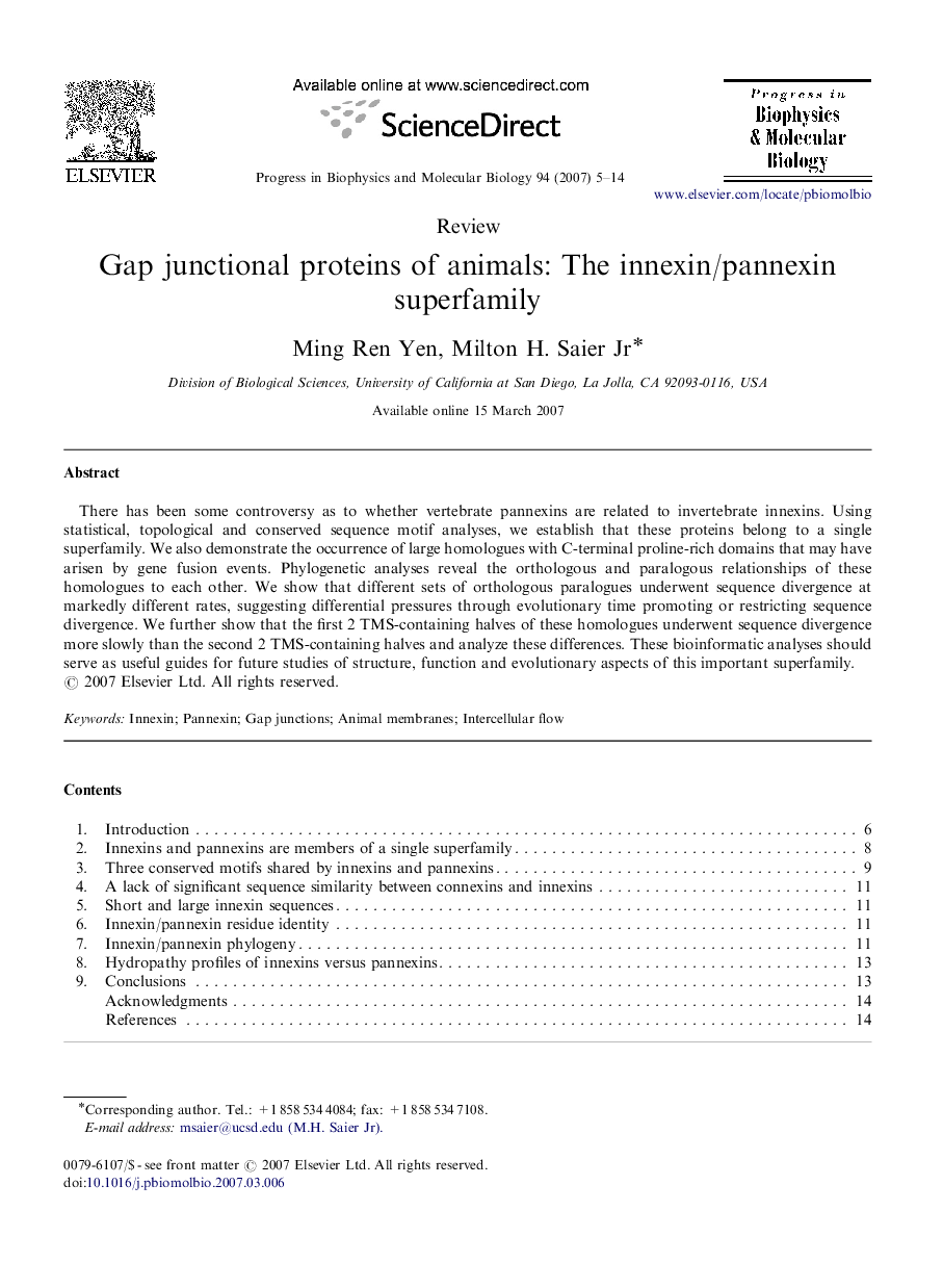 Gap junctional proteins of animals: The innexin/pannexin superfamily