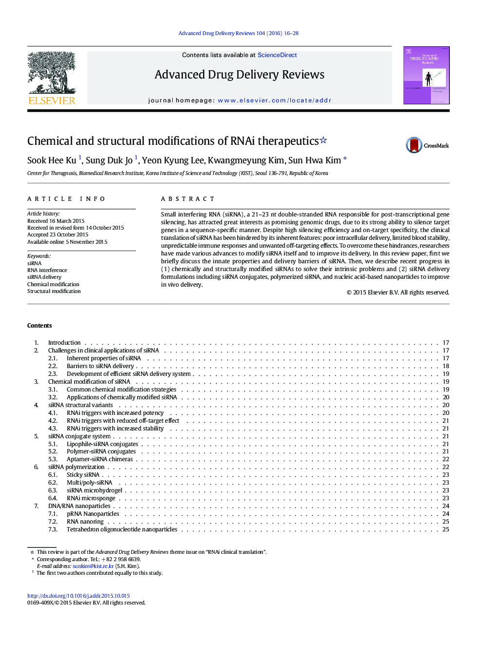 Chemical and structural modifications of RNAi therapeutics 