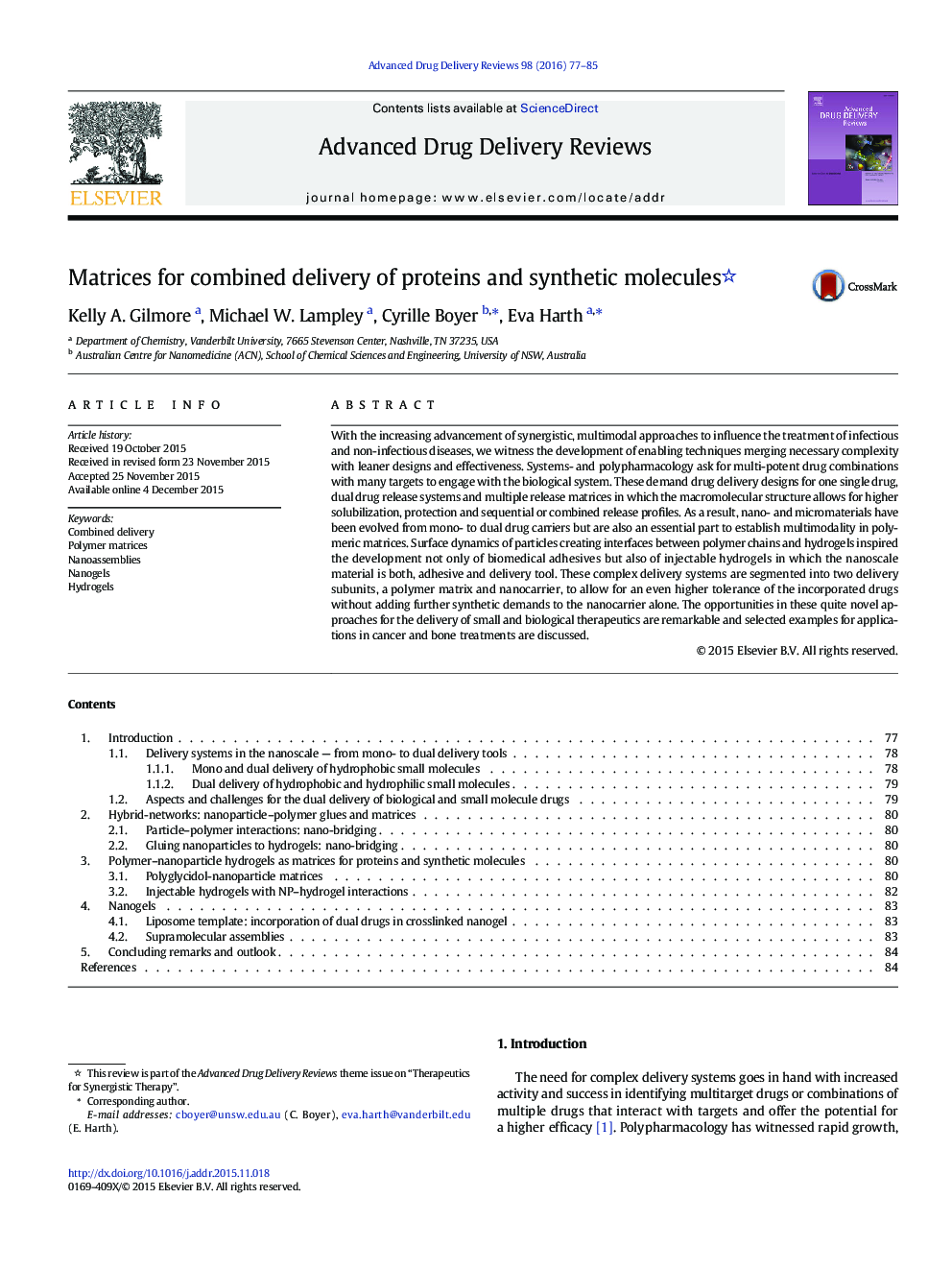 Matrices for combined delivery of proteins and synthetic molecules 