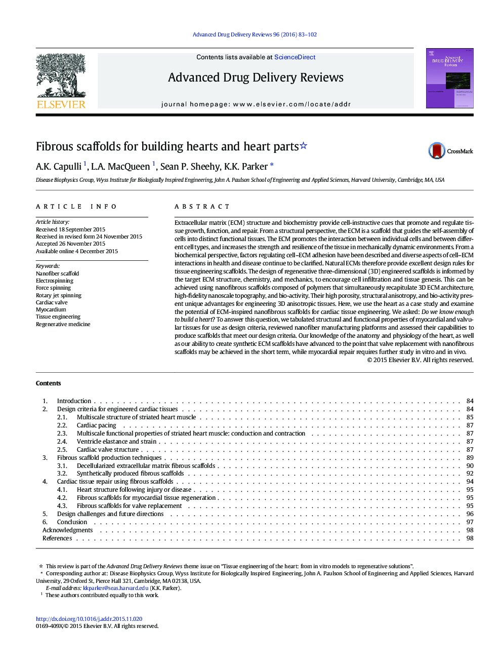 Fibrous scaffolds for building hearts and heart parts 