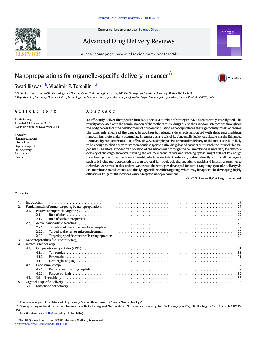 Nanopreparations for organelle-specific delivery in cancer 