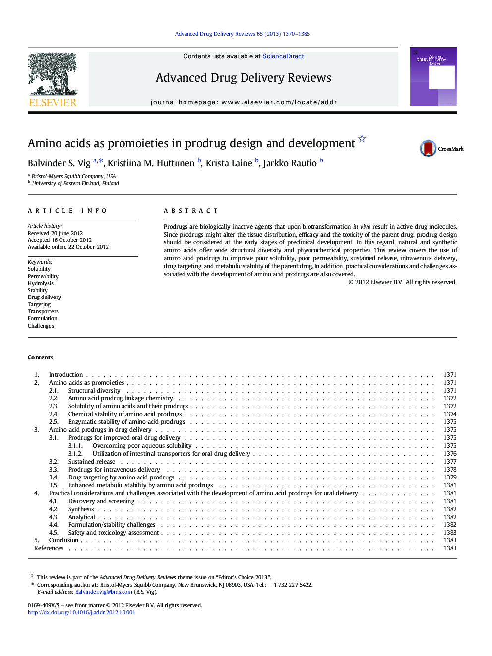 Amino acids as promoieties in prodrug design and development 