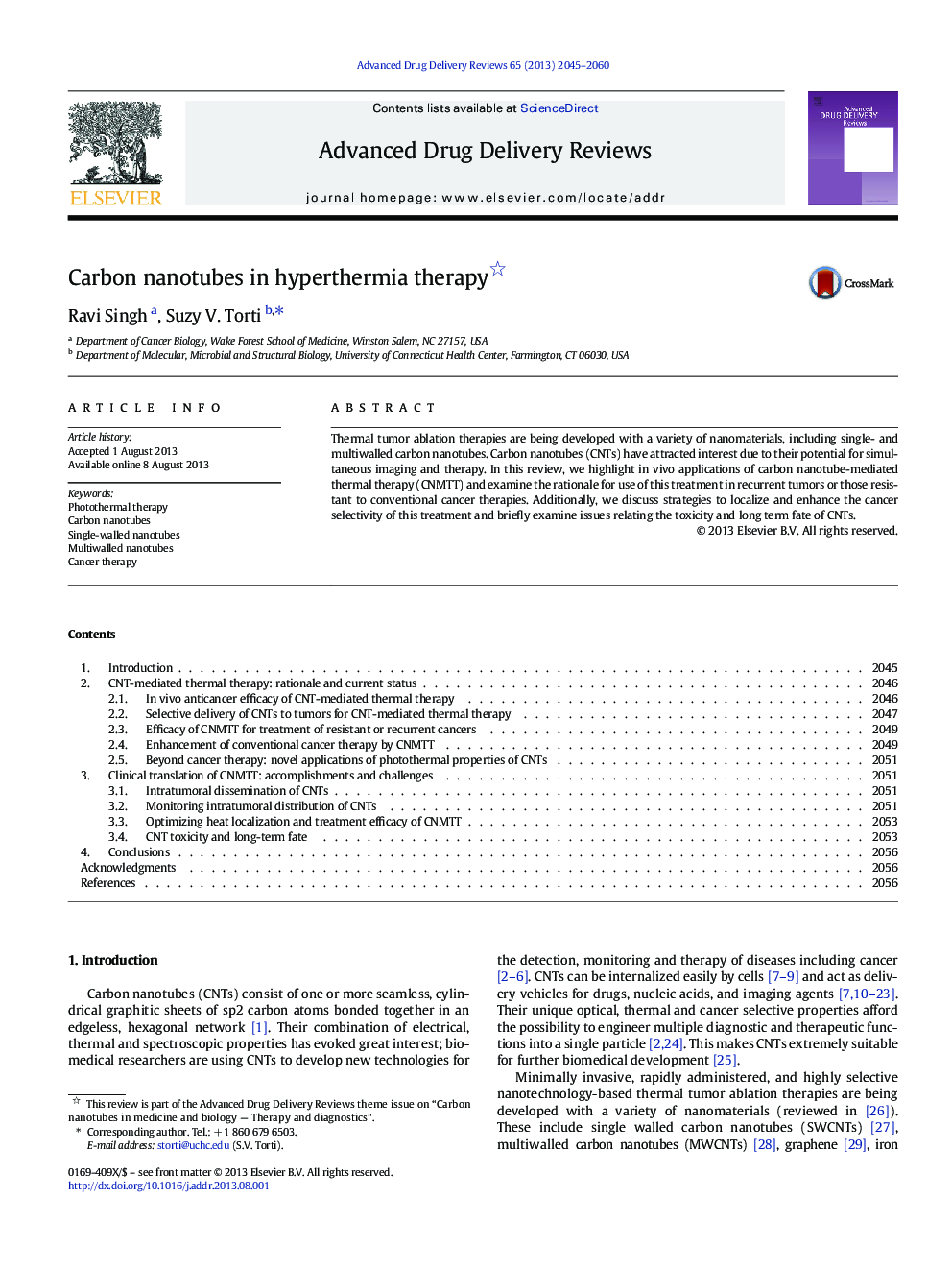 Carbon nanotubes in hyperthermia therapy 