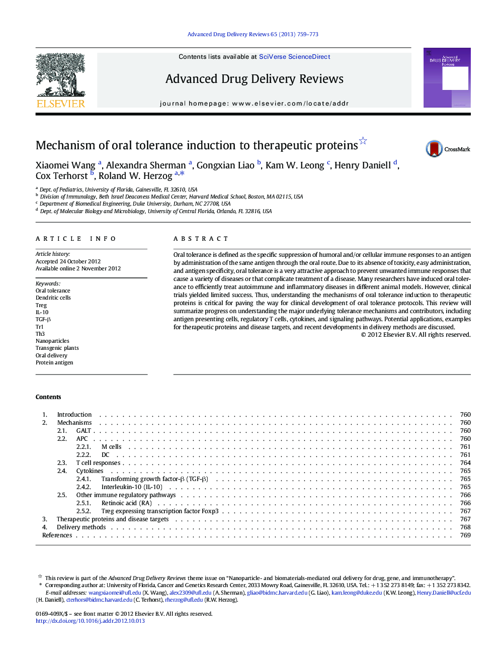 Mechanism of oral tolerance induction to therapeutic proteins 