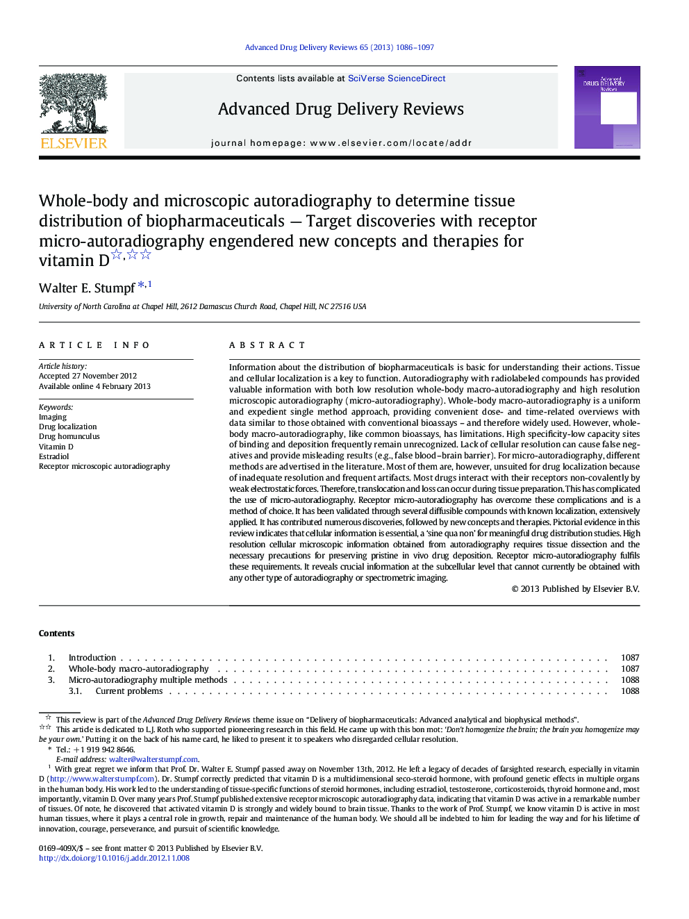 Whole-body and microscopic autoradiography to determine tissue distribution of biopharmaceuticals — Target discoveries with receptor micro-autoradiography engendered new concepts and therapies for vitamin D 