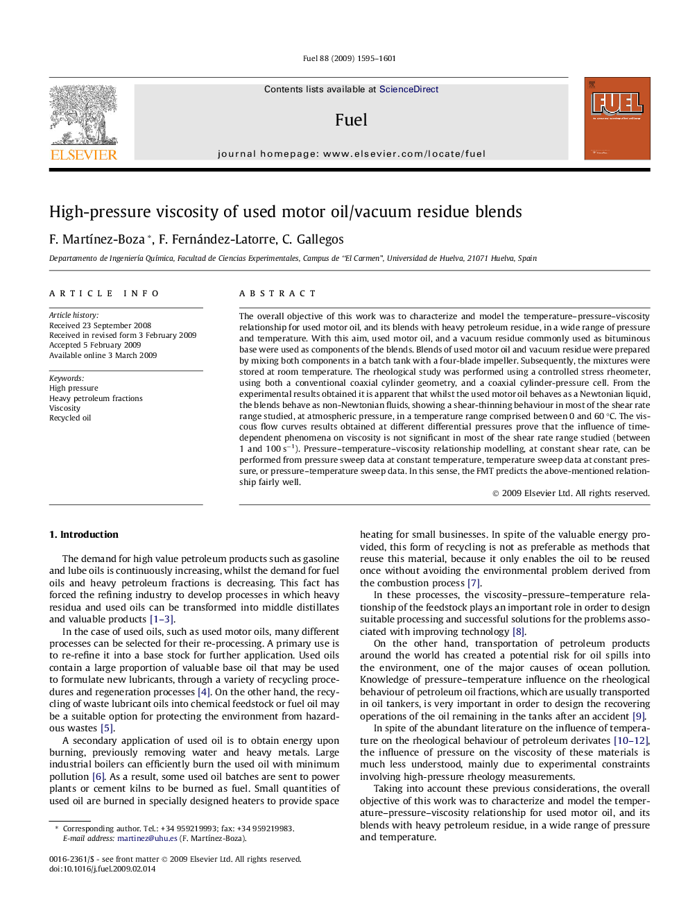 High-pressure viscosity of used motor oil/vacuum residue blends