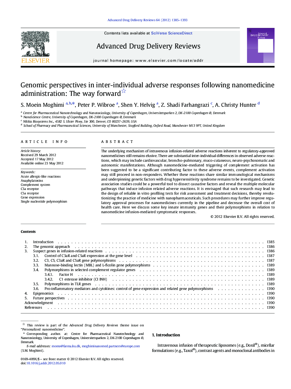 Genomic perspectives in inter-individual adverse responses following nanomedicine administration: The way forward