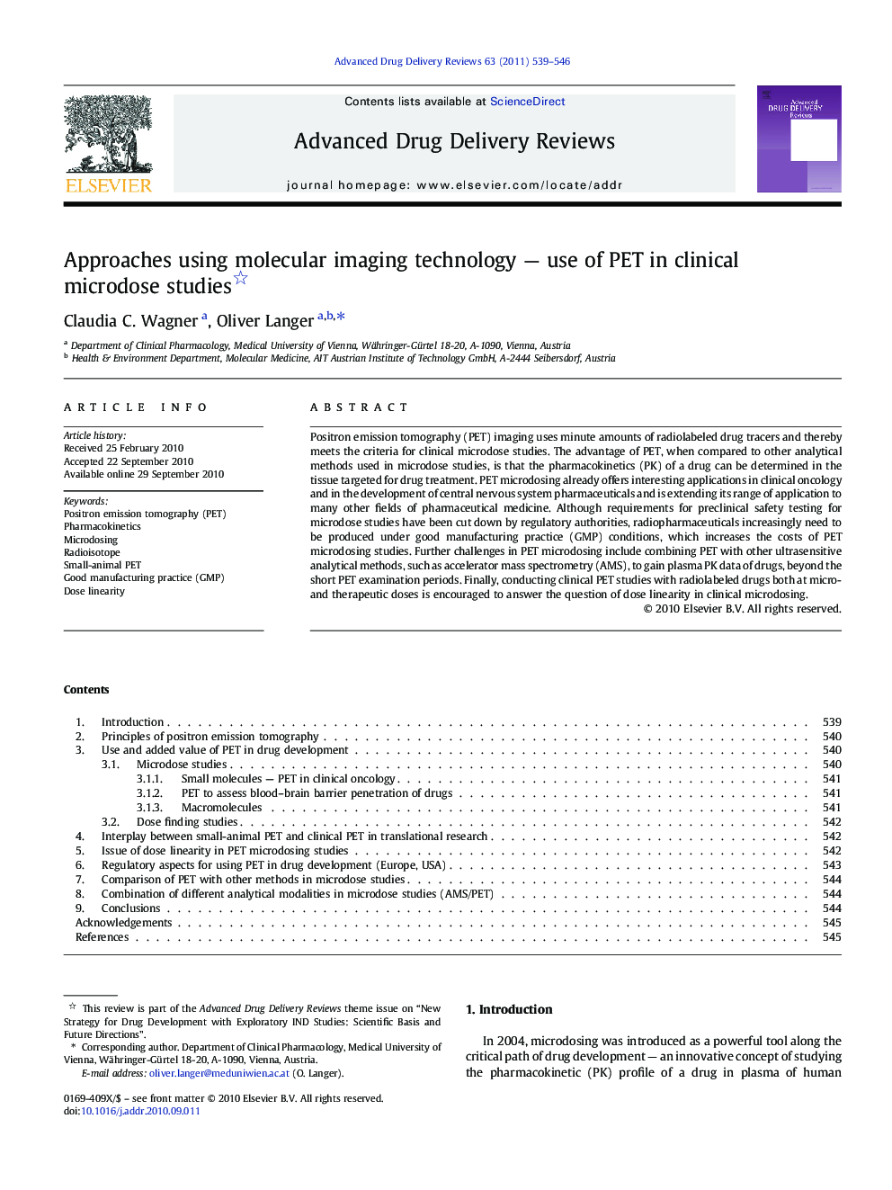 Approaches using molecular imaging technology — use of PET in clinical microdose studies 