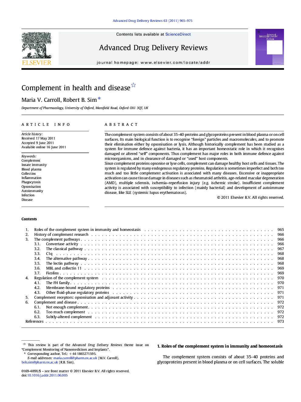 Complement in health and disease 