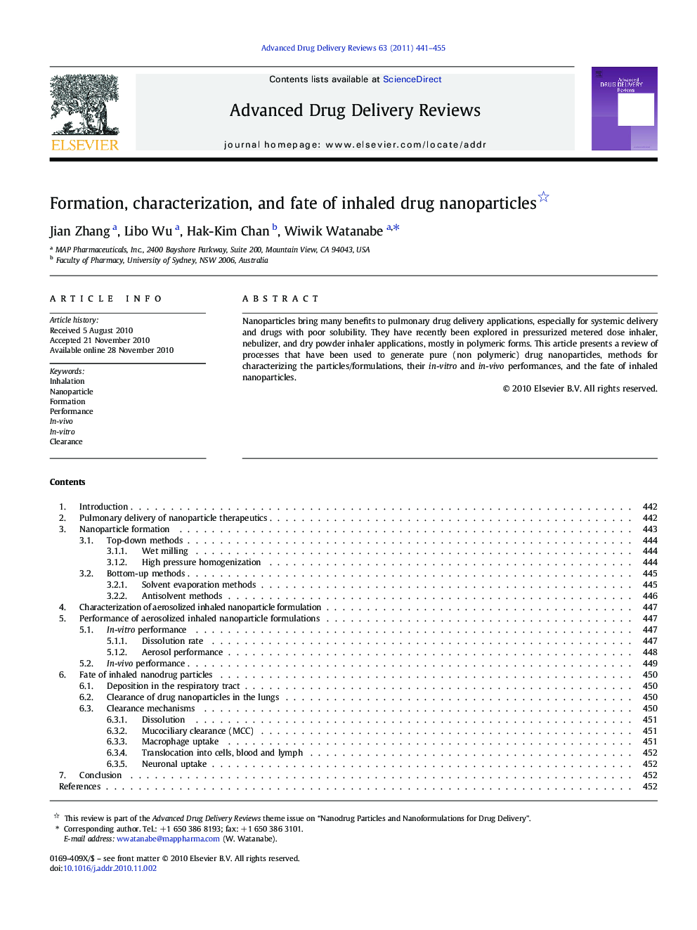 Formation, characterization, and fate of inhaled drug nanoparticles 