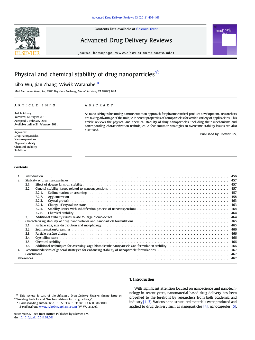 Physical and chemical stability of drug nanoparticles 