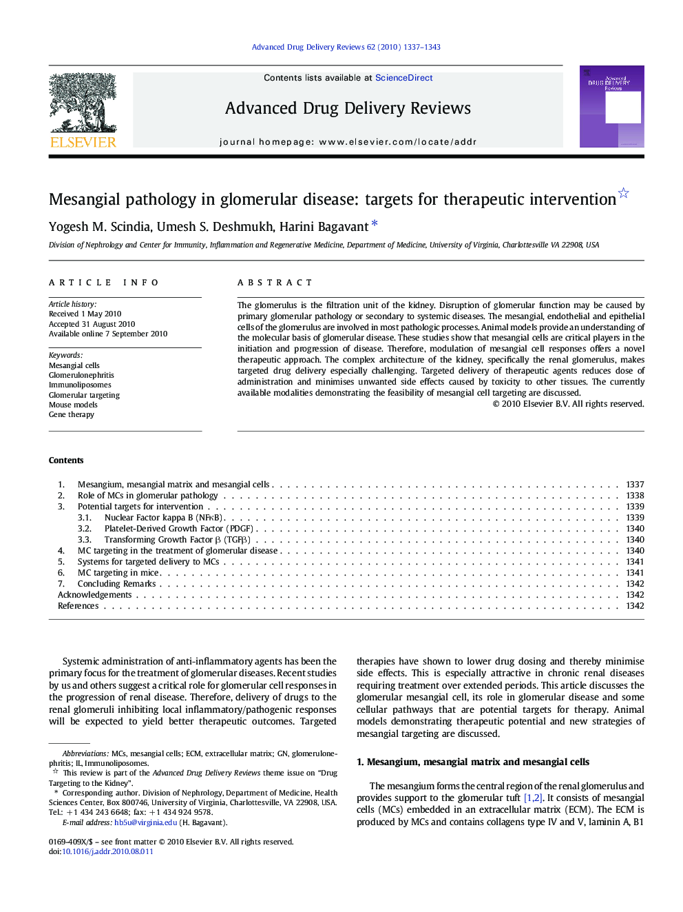 Mesangial pathology in glomerular disease: targets for therapeutic intervention 