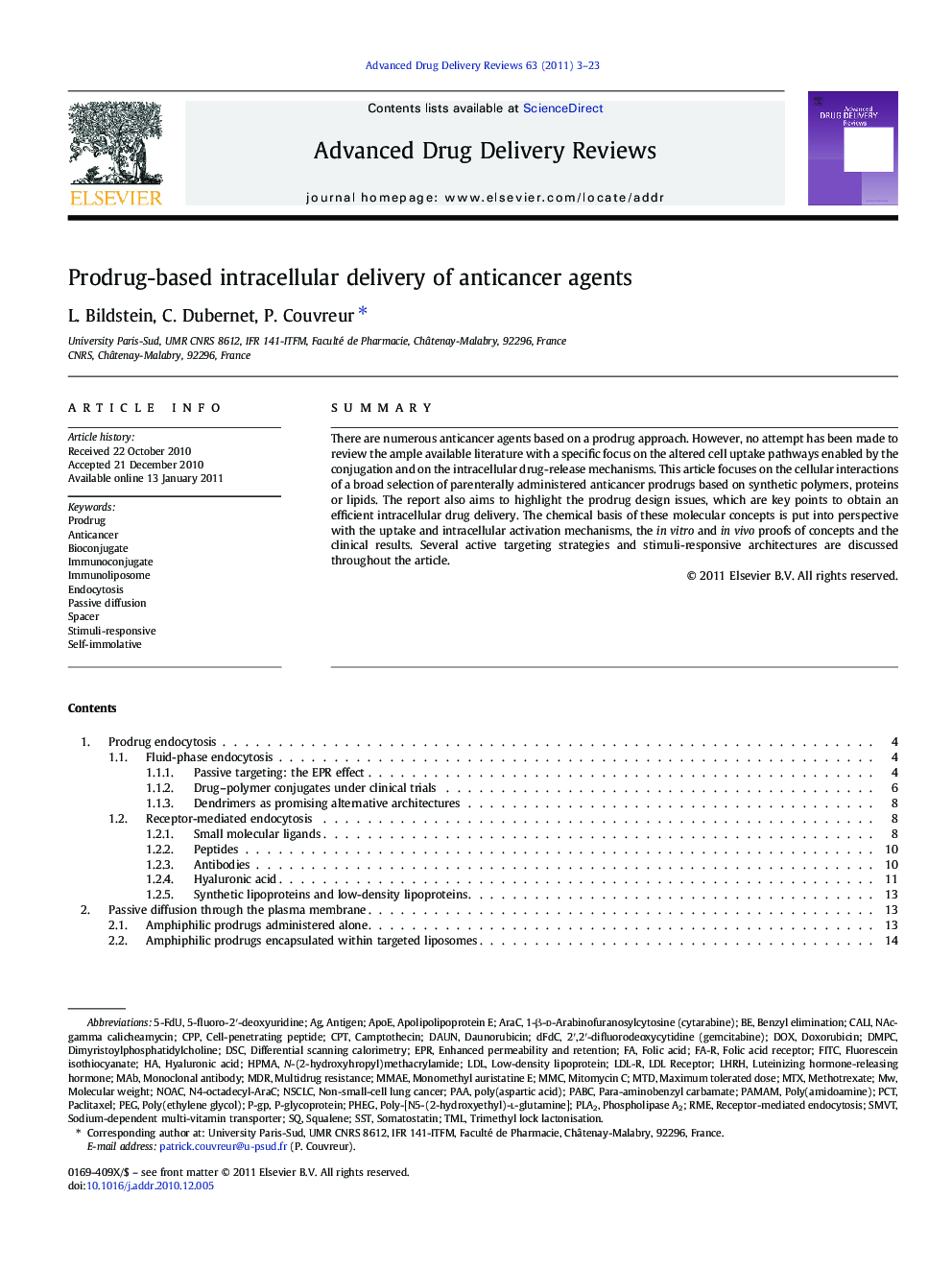 Prodrug-based intracellular delivery of anticancer agents