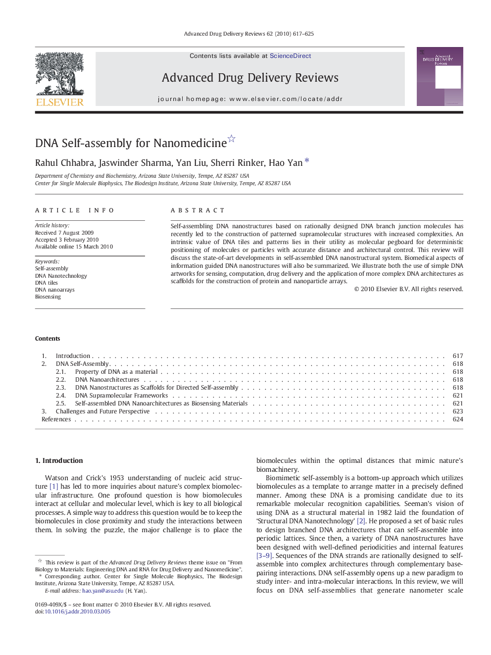 DNA Self-assembly for Nanomedicine 