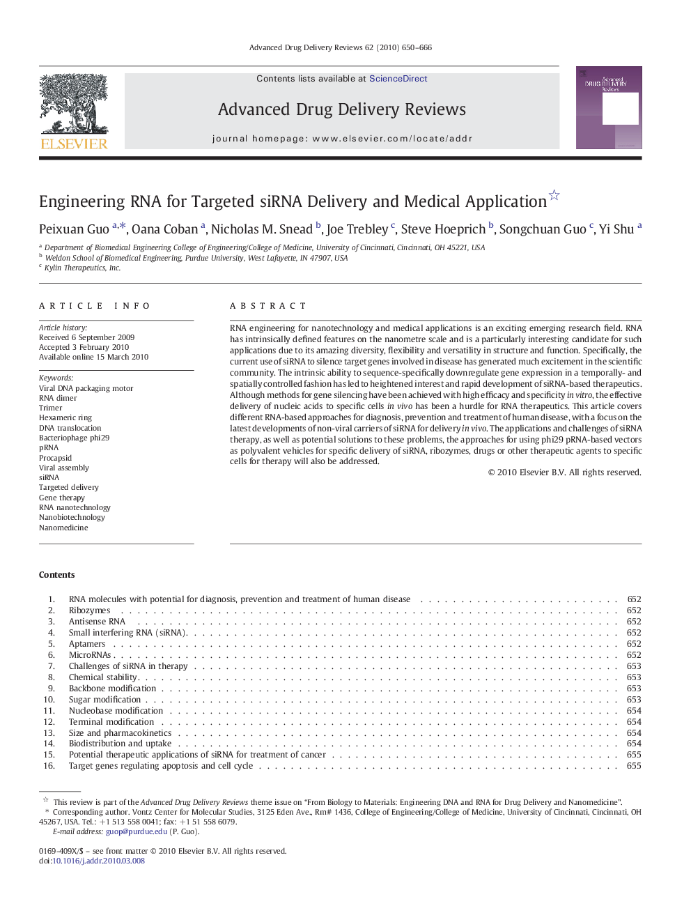 Engineering RNA for Targeted siRNA Delivery and Medical Application 